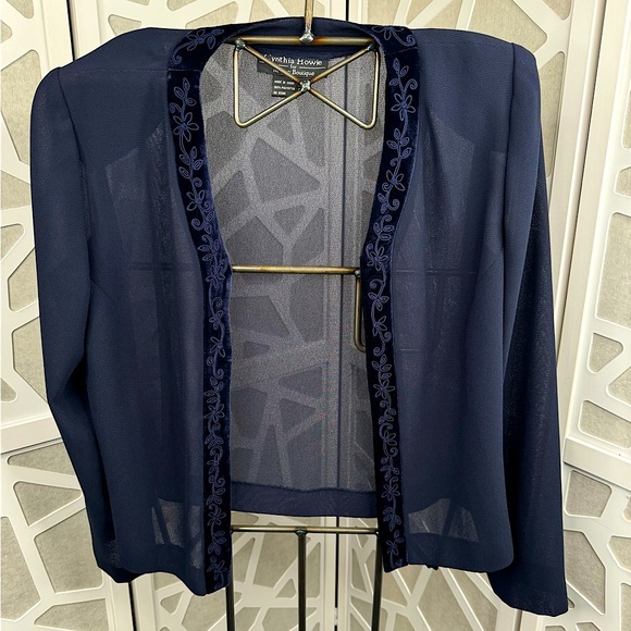 {cynthia howie} VTG Open-Front Sheer Blazer — Size 10, Navy Blue - Picture 16 of 16